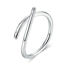 women minimalist 100% 925 sterling silver ring jewlery X shape Finger heart design zircon stone open ring adjustable